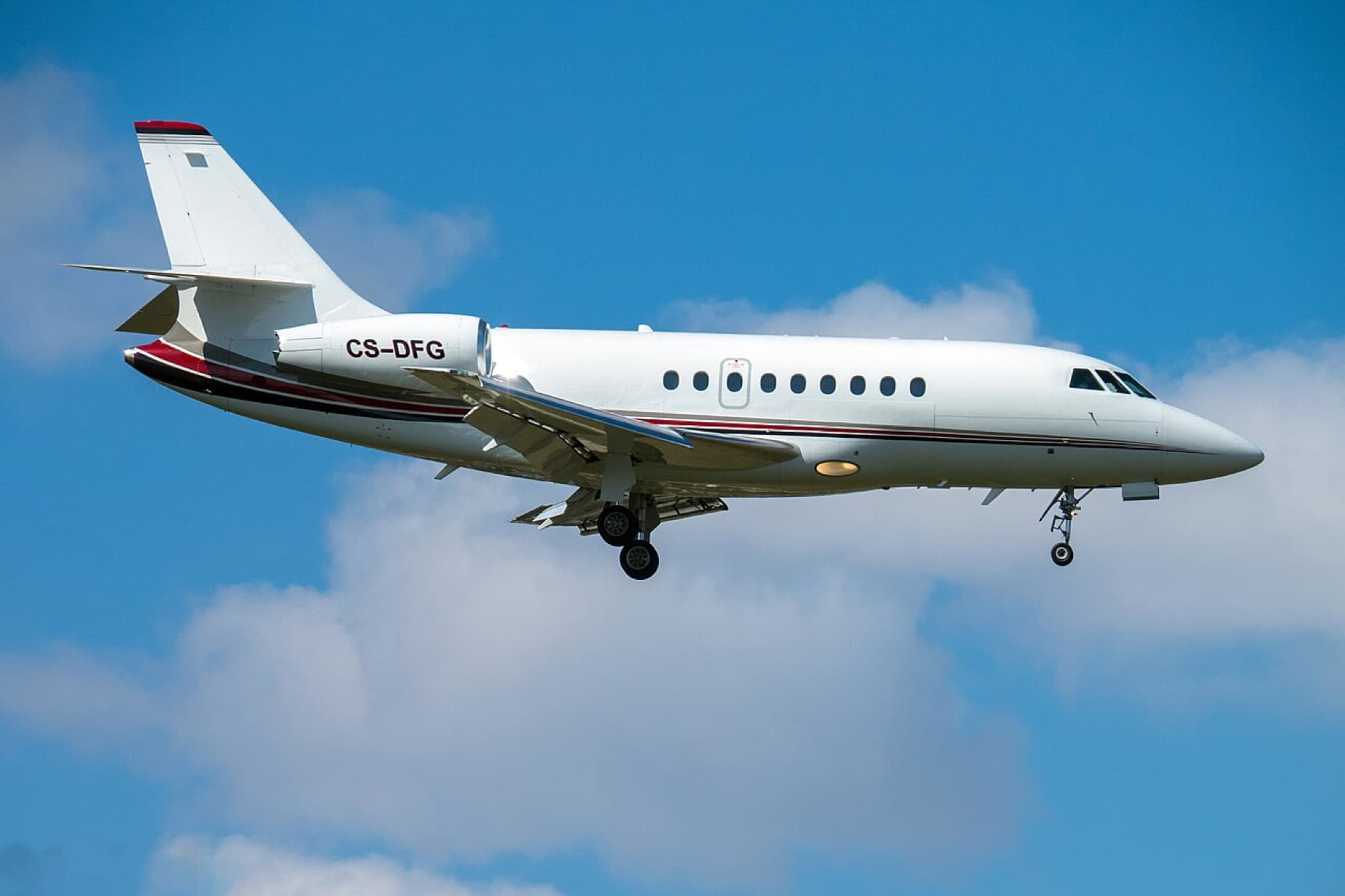 Falcon 2000LXS in flight, representative aircraft