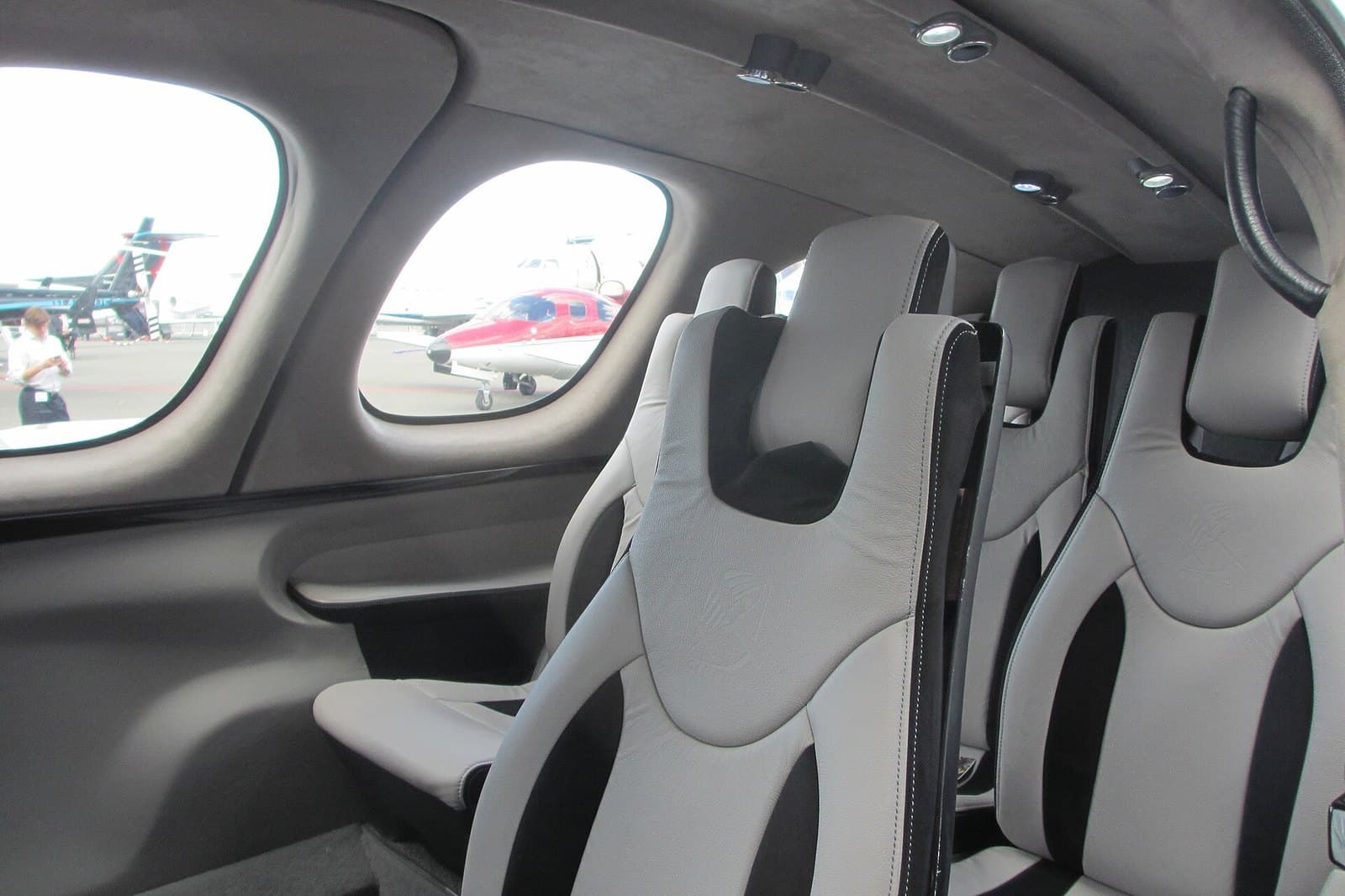 Passenger seats in the cabin of a Cirrus Vision Jet SF50